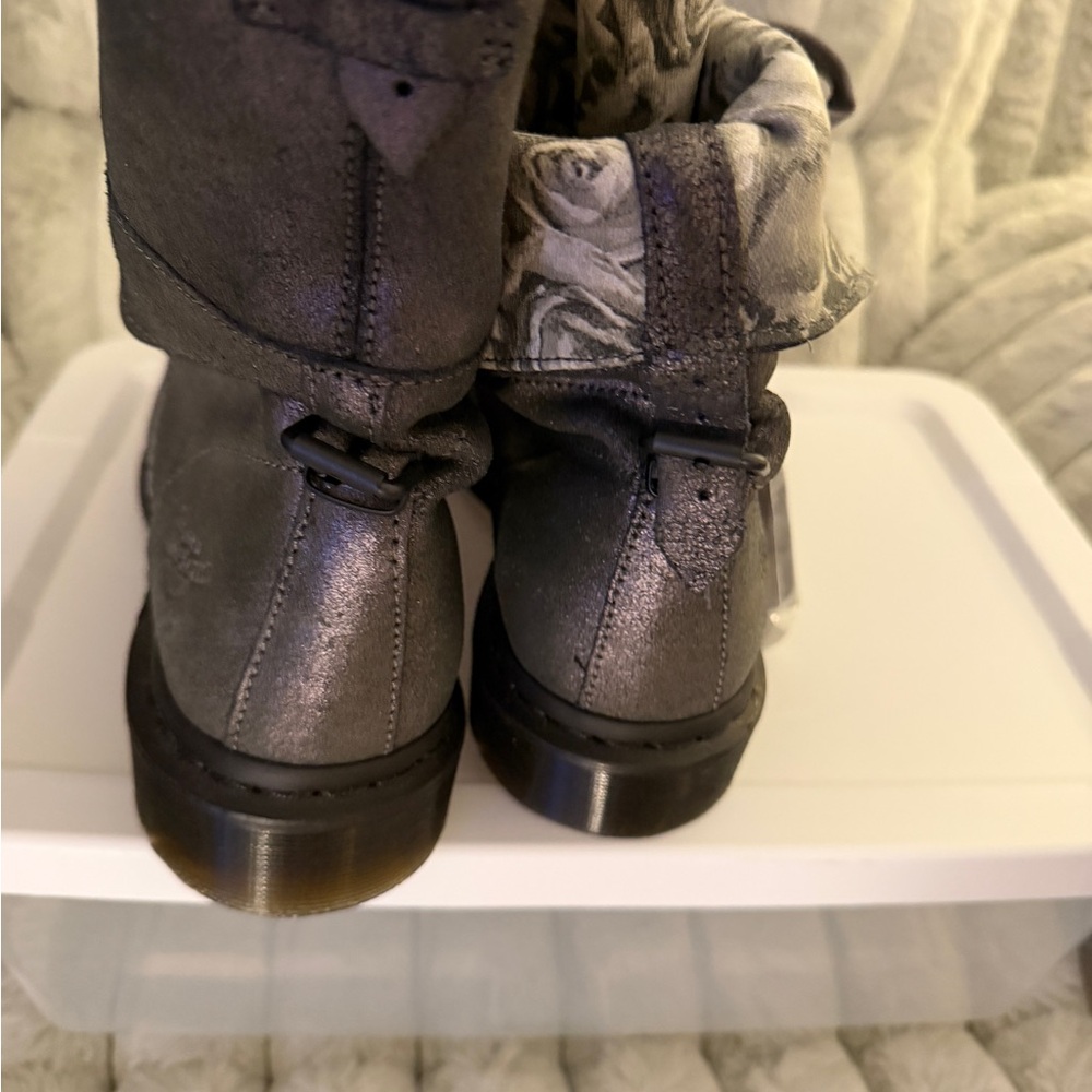 Dr. Martens Gray Satin-Lace Combat Boots - Picture 6 of 10